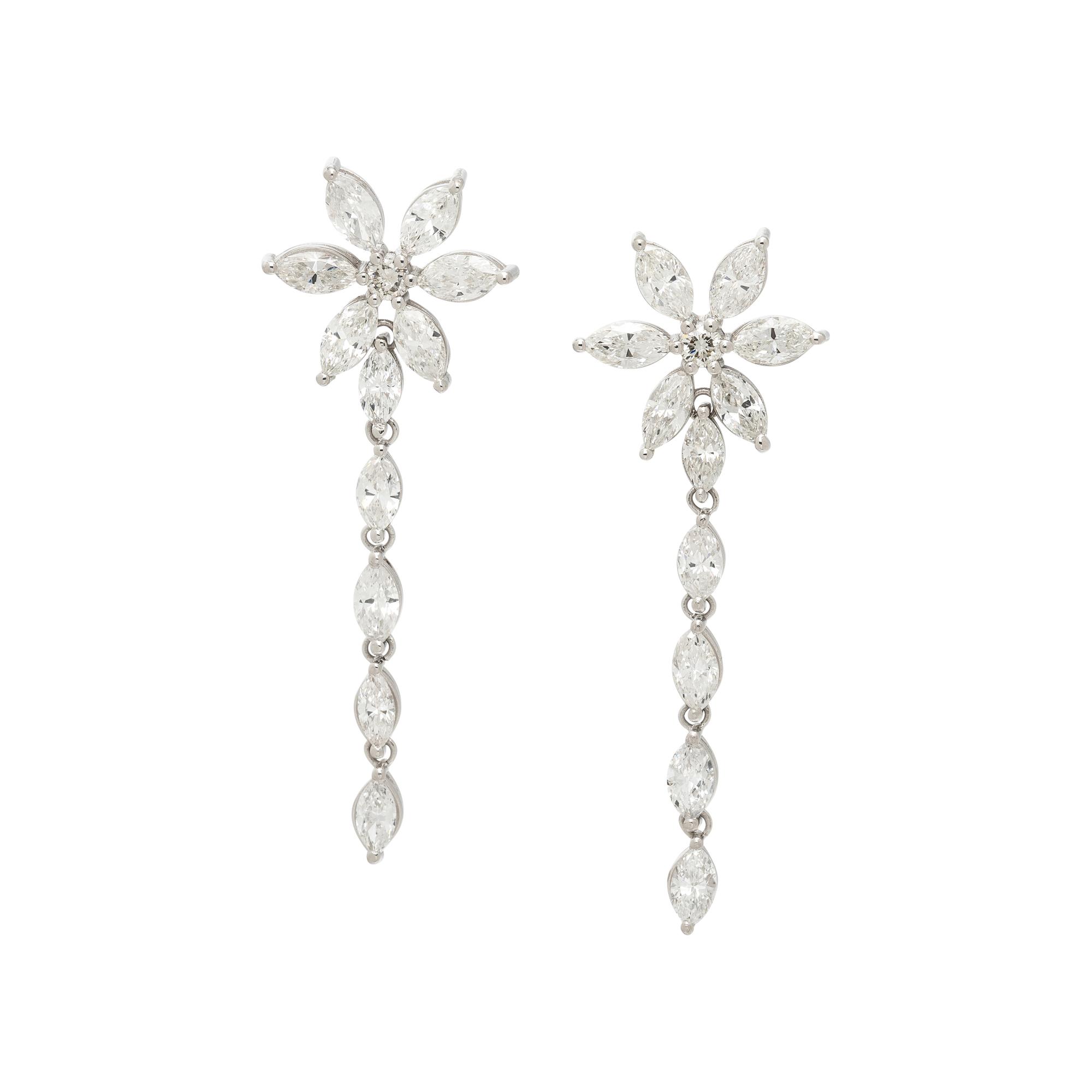 DIAMOND AND PLATINUM FLOWER EARRINGS