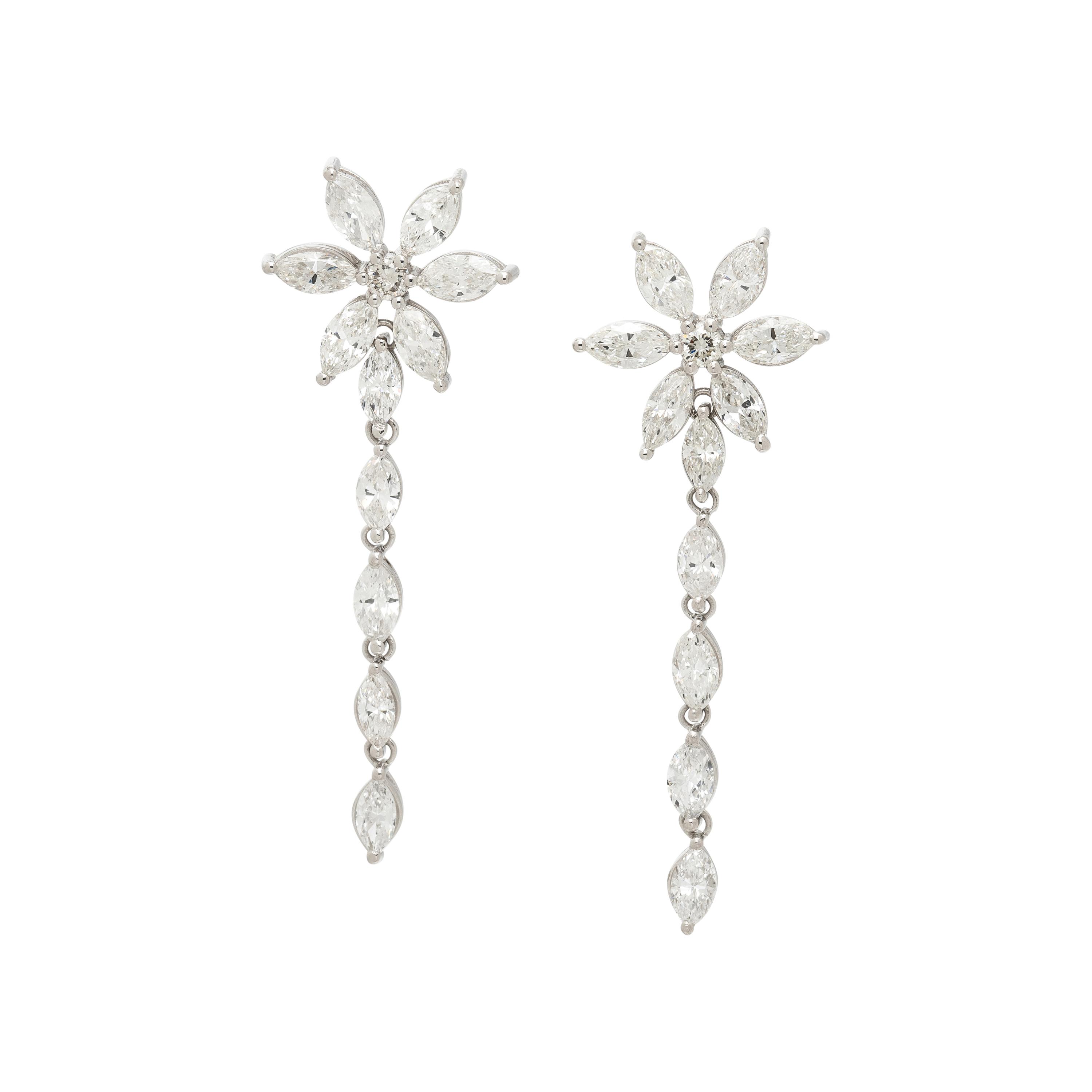 DIAMOND AND PLATINUM FLOWER EARRINGS