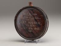 [CIVIL WAR]. Confederate canteen captured at Port Hudson by Sergeant Charles F. Waldron, Co. C, 24th Maine Infantry Regiment.