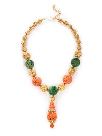 VAN CLEEF & ARPELS, YELLOW GOLD, CORAL, AND JADE NECKLACE