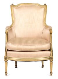A Louis XVI Style Painted Bergere Height 37 1/2 inches. — 20TH CENTURY
