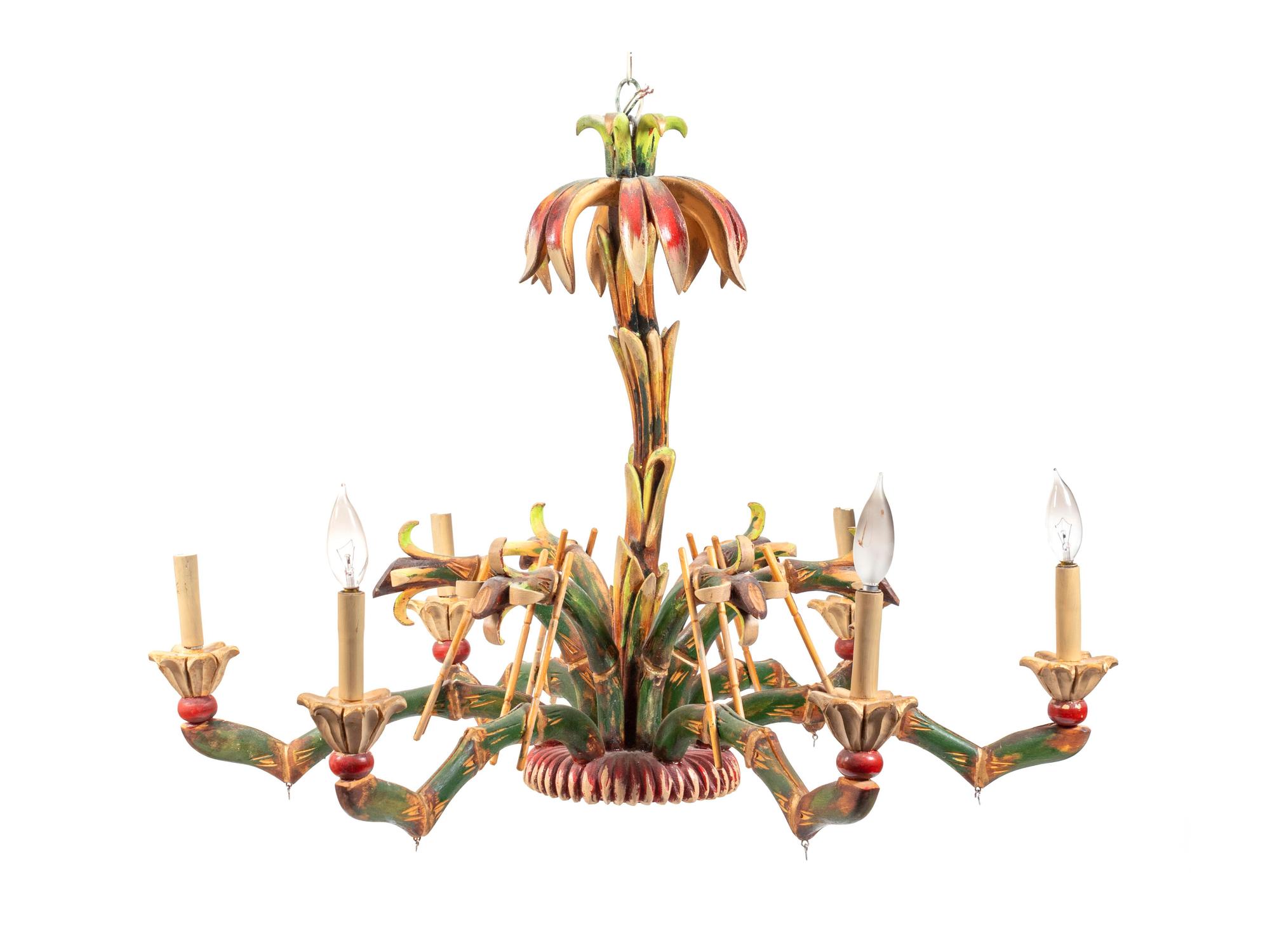 A Contemporary Painted Faux Bamboo Chandelier — 20TH CENTURY