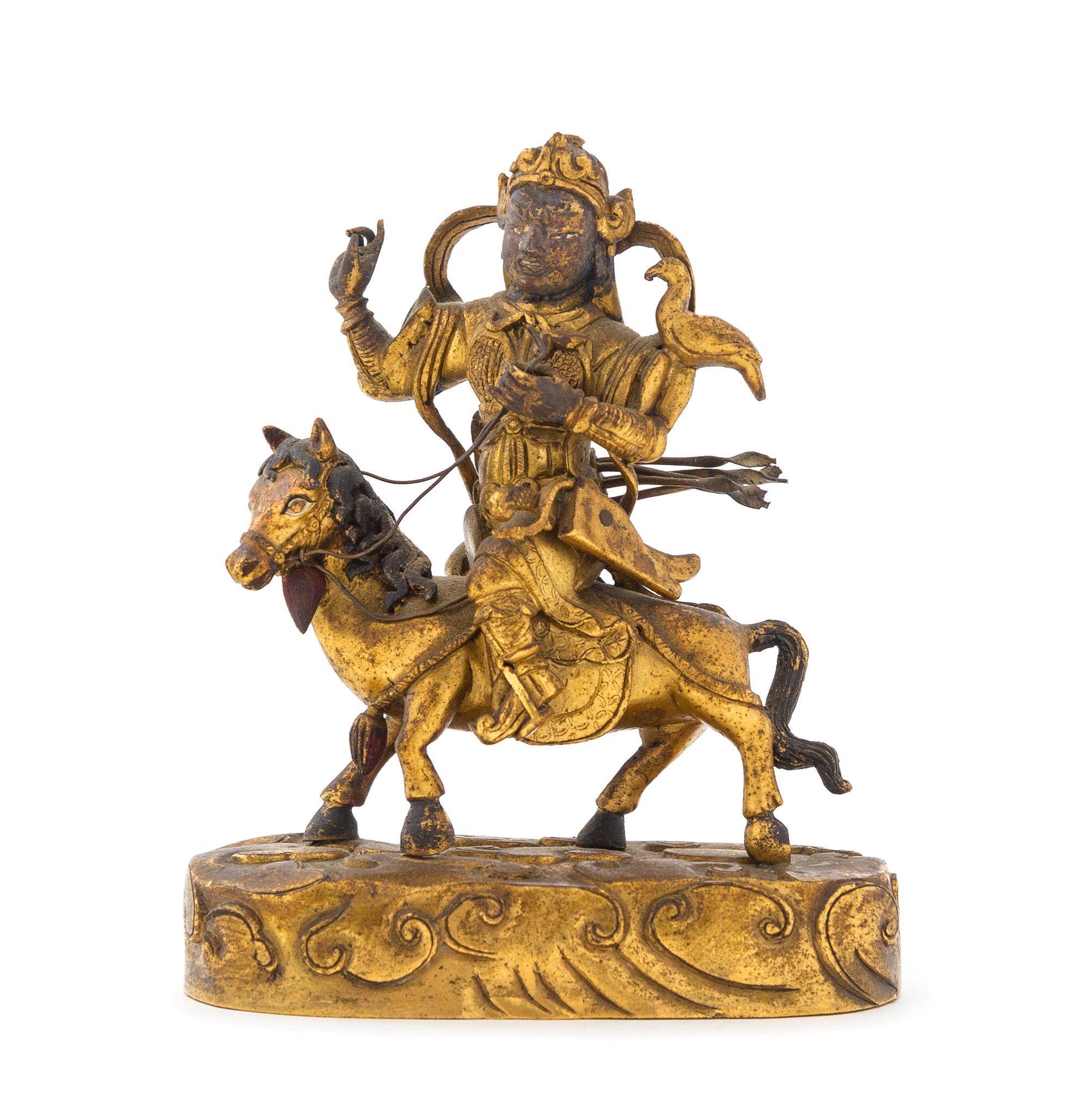 A Gilt Bronze Figure of Guardian Weituo Height 4 1/4 inches. — 18TH/19TH CENTURY
