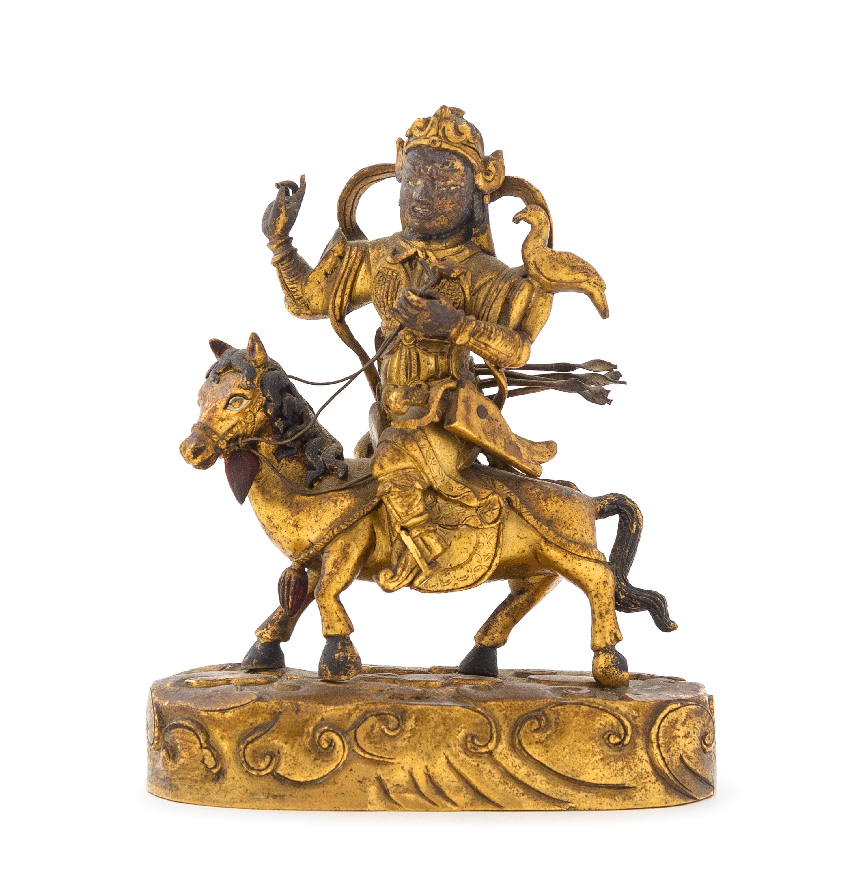A Gilt Bronze Figure of Guardian Weituo Height 4 1/4 inches. — 18TH/19TH CENTURY
