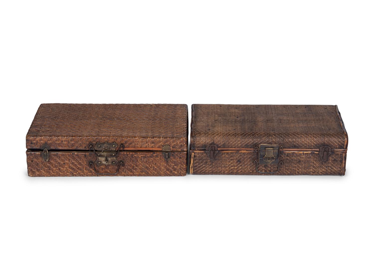Two Japanese Wicker Suitcases