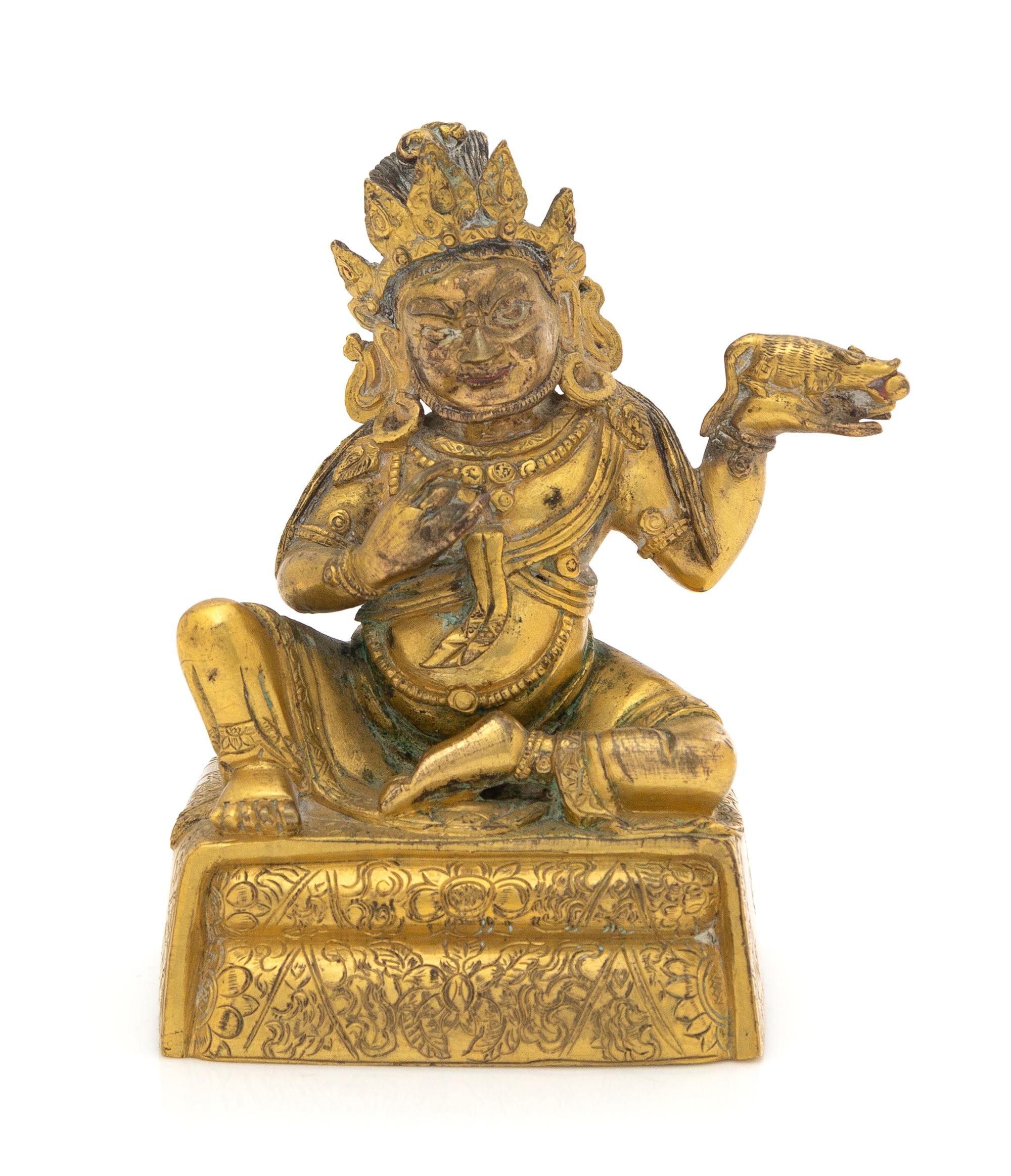 A Sino-Tibetan Gilt Bronze Figure of Jambhala Height 4 inches. — LATE QING DYNASTY
