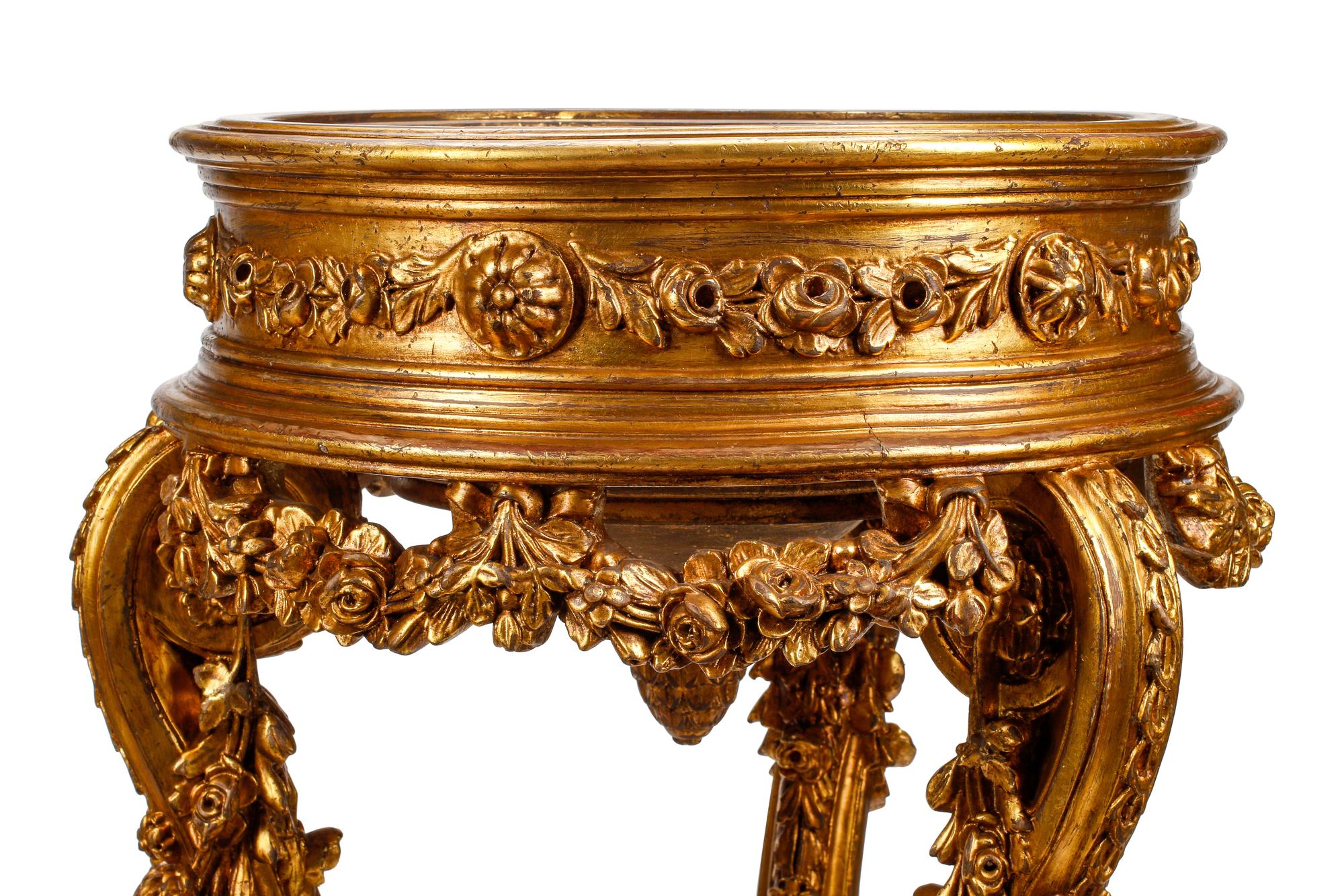 A Pair of Italian Carved Giltwood Jardinière Stands