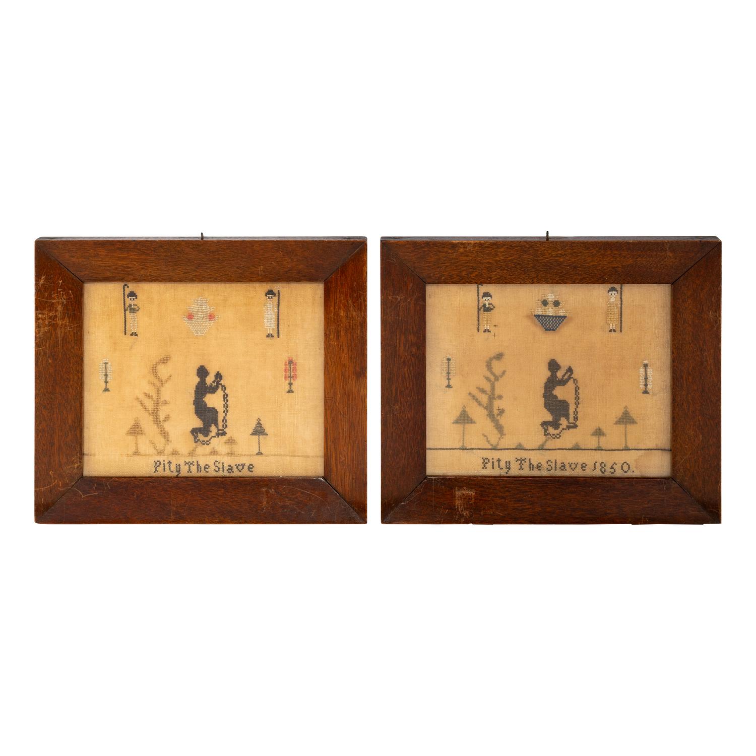 A Matched Pair of English Abolitionist Needlework Panels