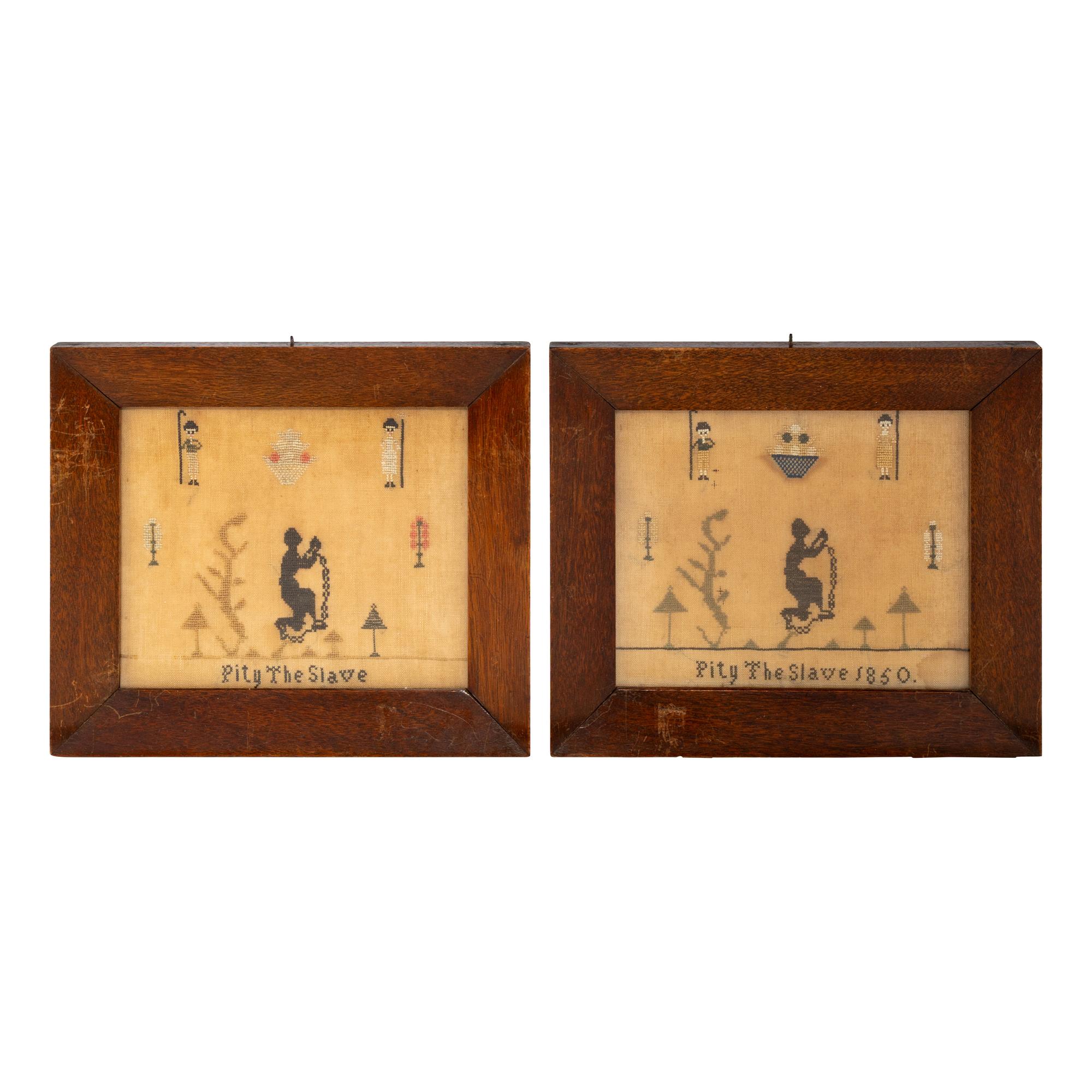 A Matched Pair of English Abolitionist Needlework Panels