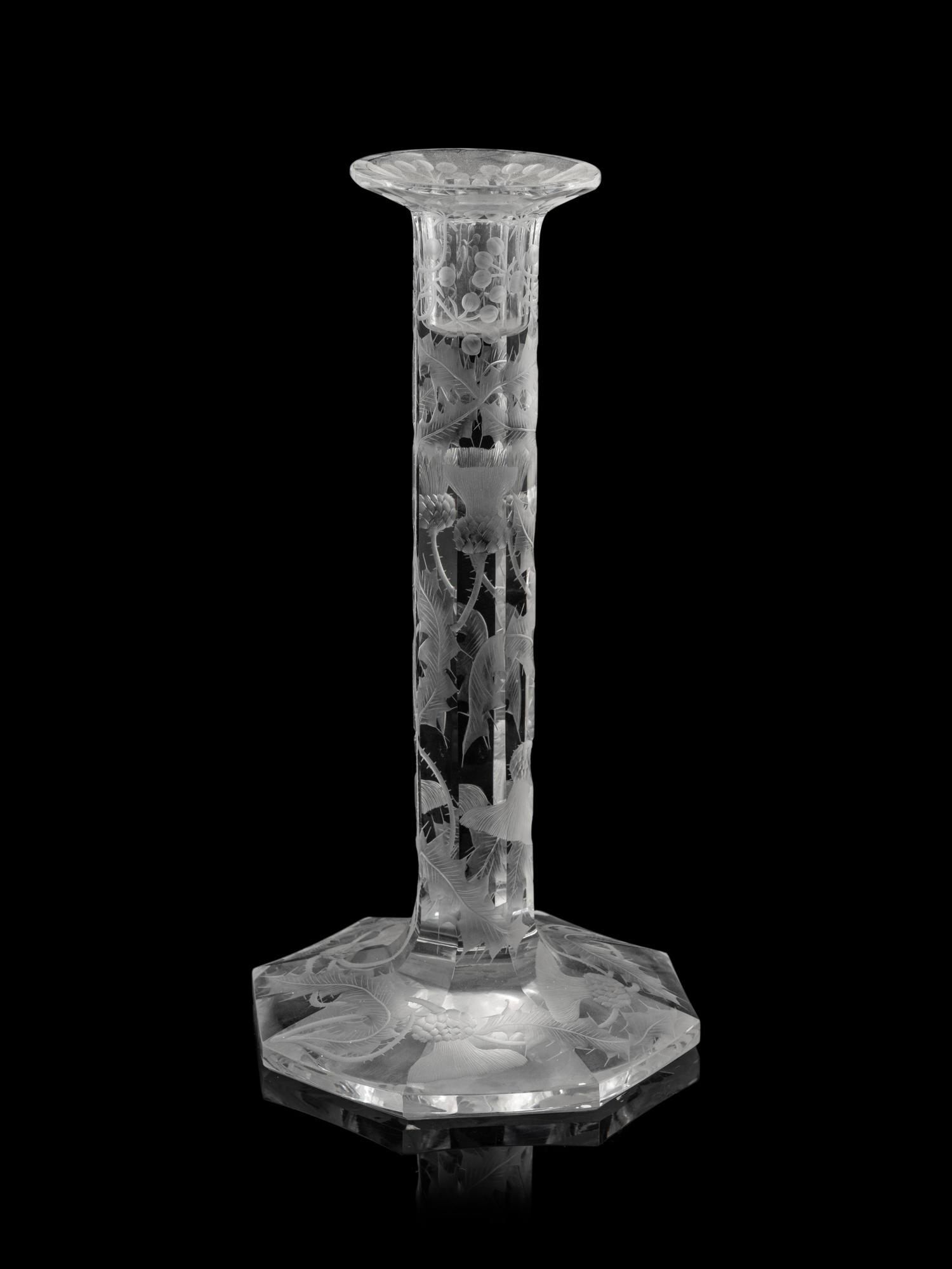 An American Silver Mounted Etched Glass Vase