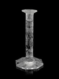 An American Silver Mounted Etched Glass Vase