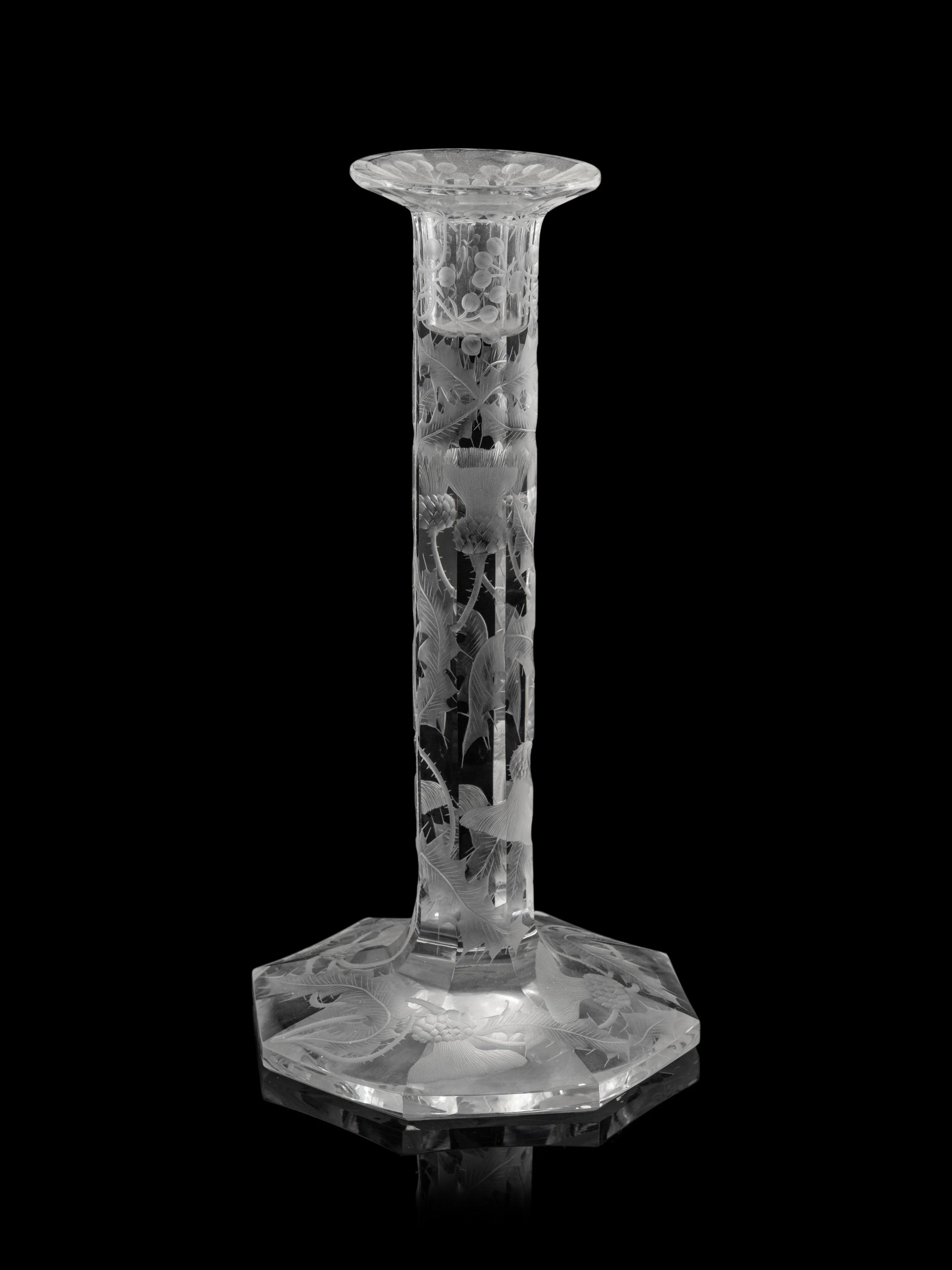 An American Silver Mounted Etched Glass Vase
