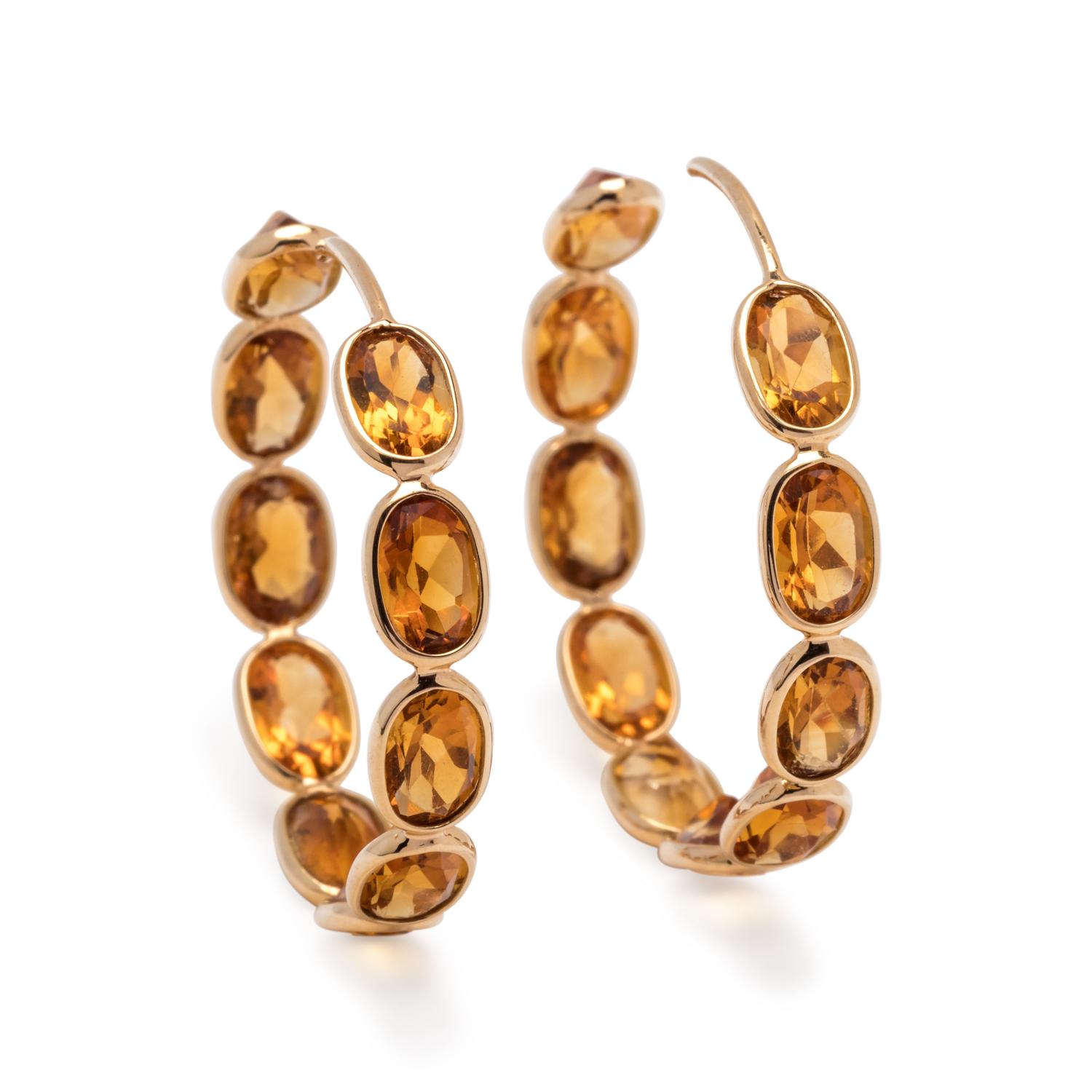 CITRINE HOOP EARRINGS