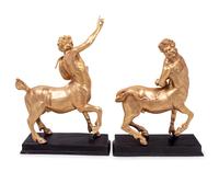 A Pair of Italian Gilt Bronze Furietti Centaurs