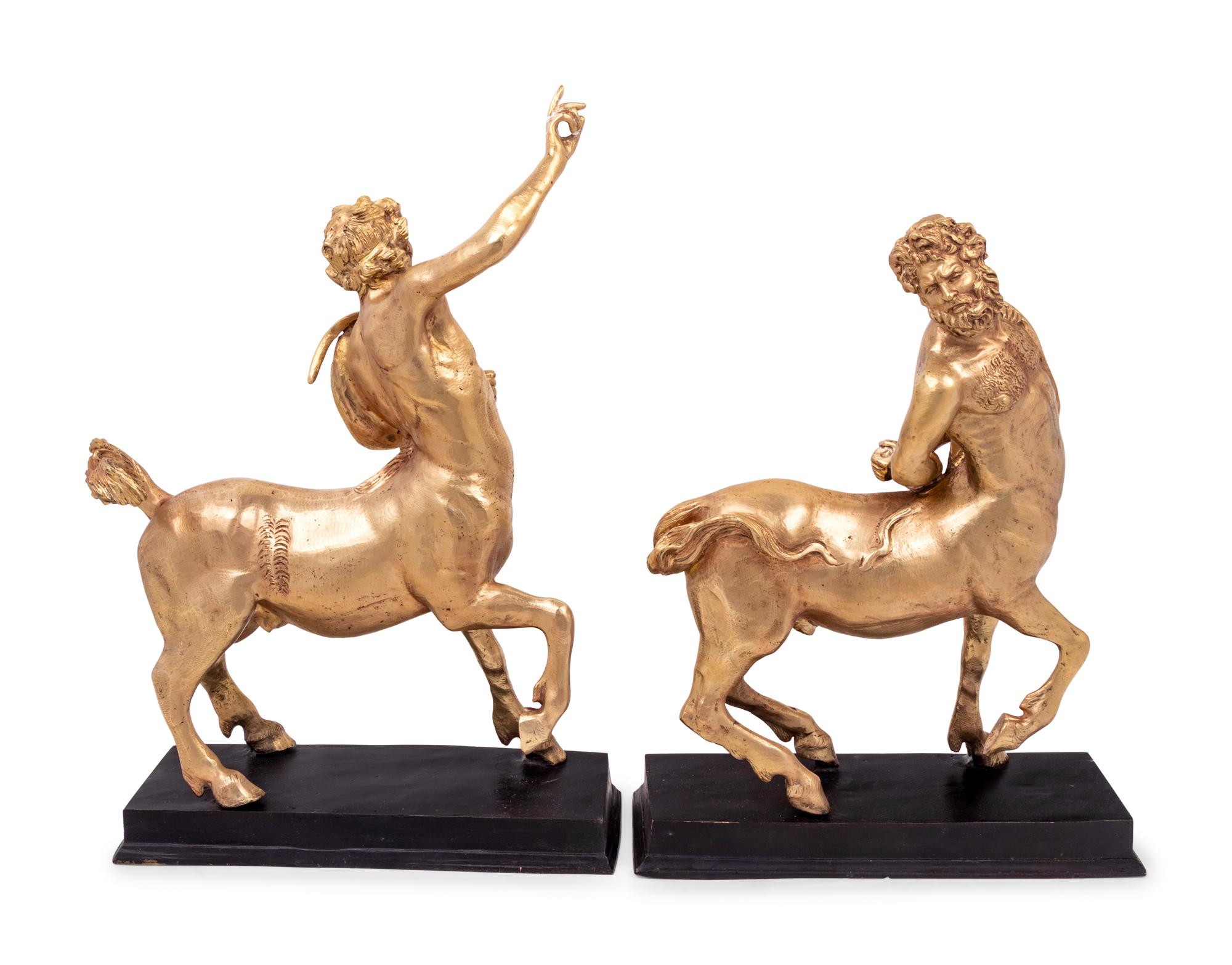 A Pair of Italian Gilt Bronze Furietti Centaurs
