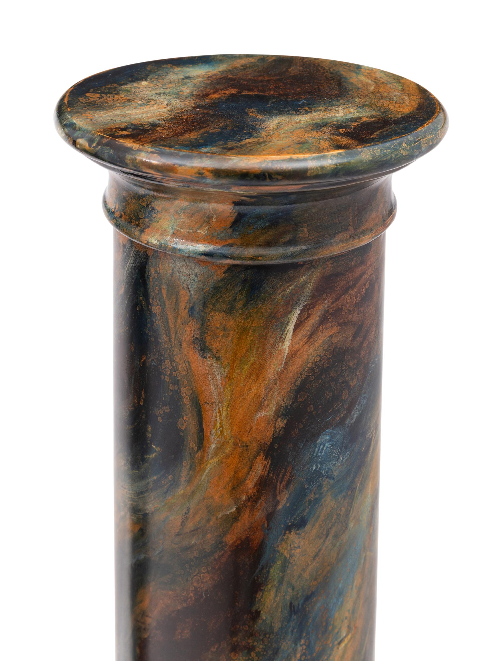 A Pair of Italian Painted Faux Marble Pedestals