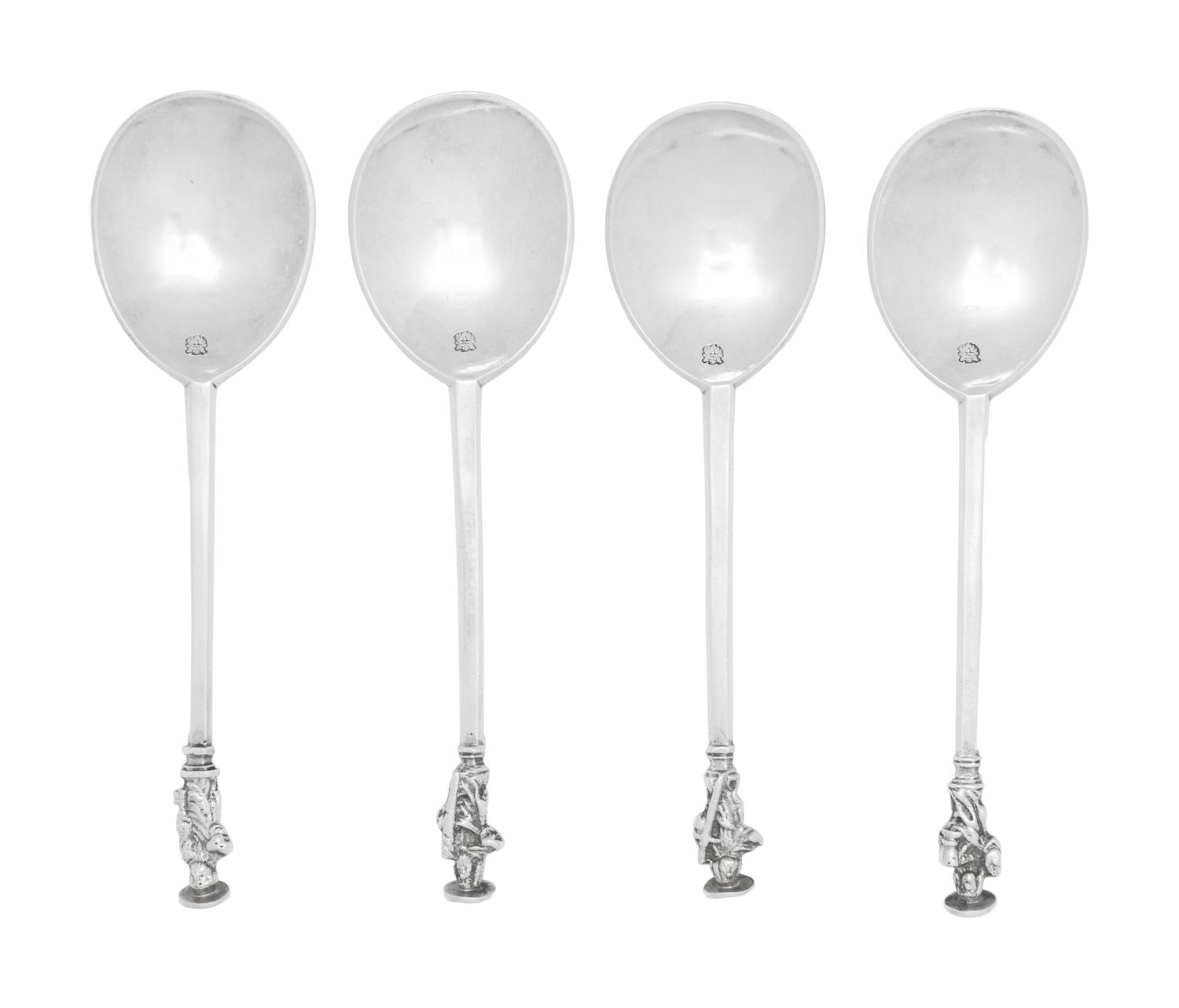 A Set of Four Charles I Silver Apostle Spoons