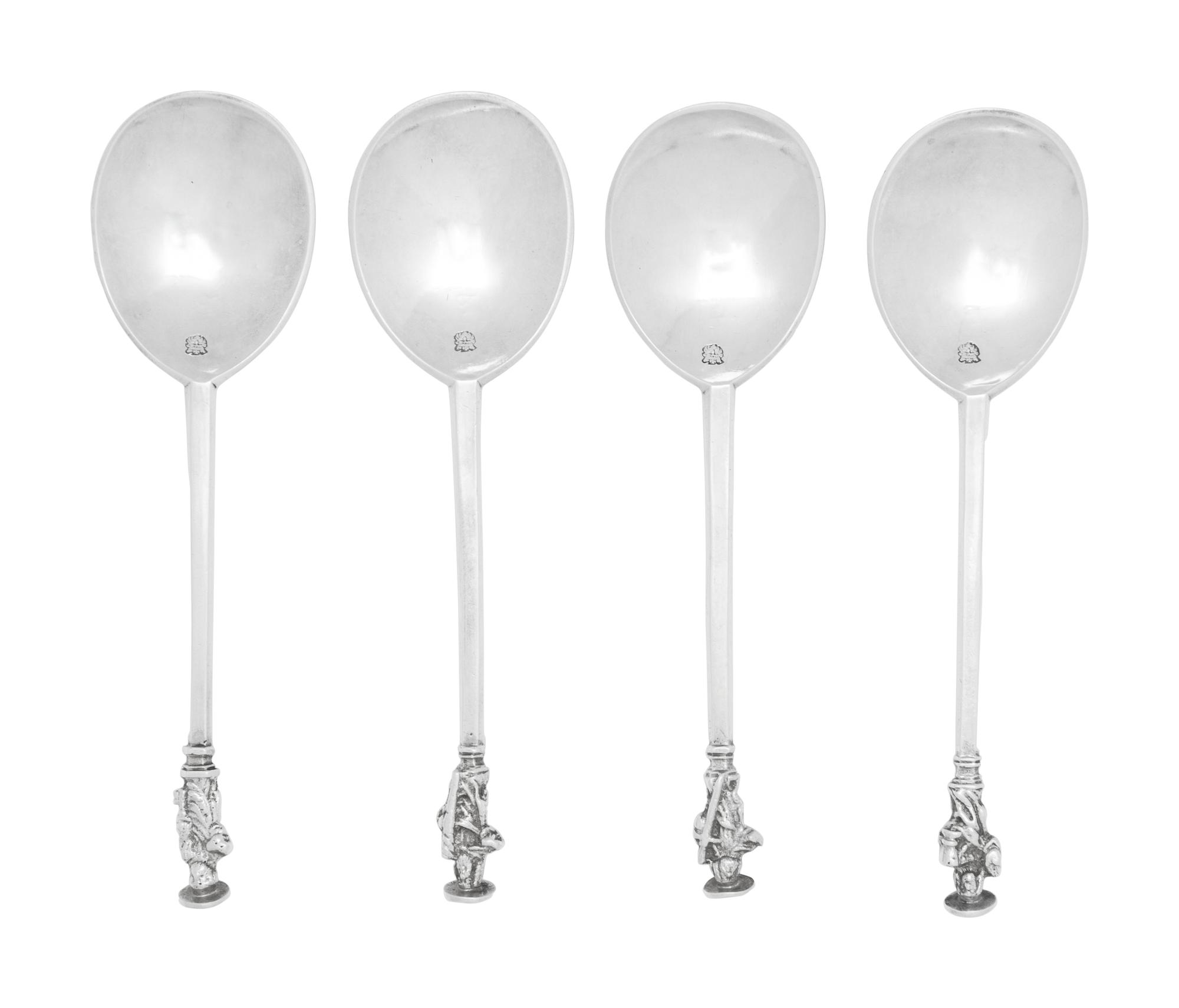 A Set of Four Charles I Silver Apostle Spoons