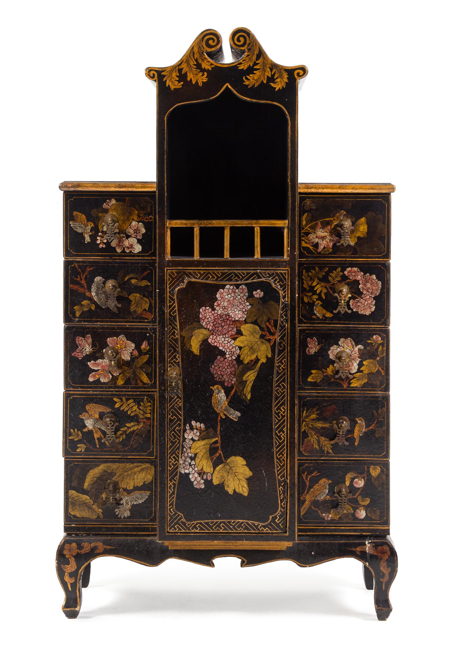 A Regency Style Painted Collector's Cabinet Height 43 3/4 x width 25 x depth 12 inches. — EARLY 20TH CENTURY