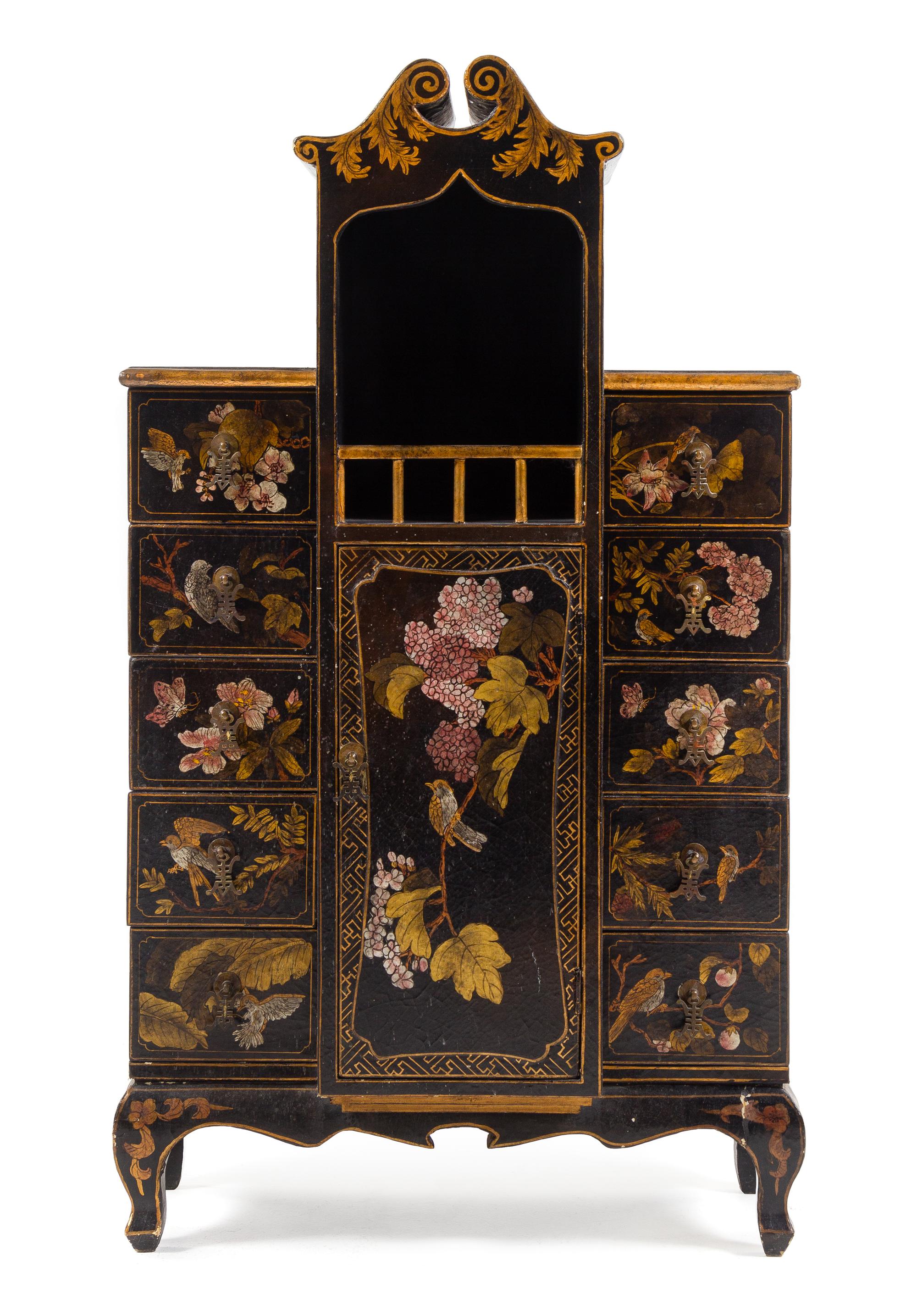 A Regency Style Painted Collector's Cabinet Height 43 3/4 x width 25 x depth 12 inches. — EARLY 20TH CENTURY