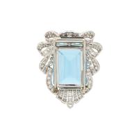 PLATINUM, AQUAMARINE, AND DIAMOND PENDANT BROOCH