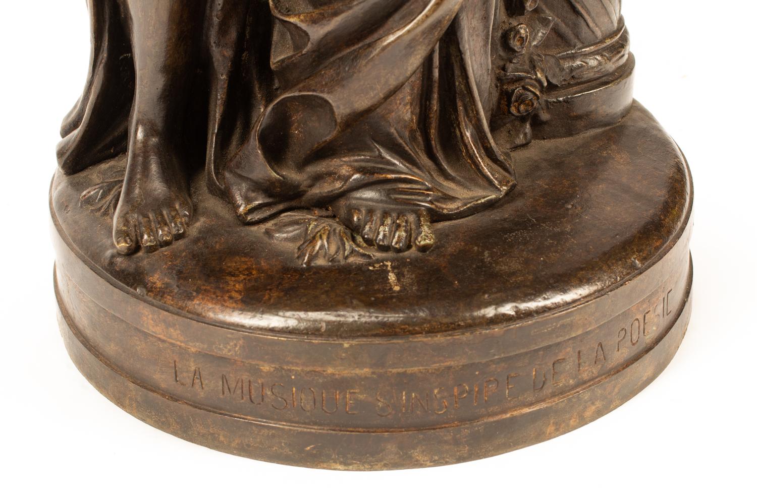 After Guillaume II Coustou (French, 19th Century) La Musique s'inspire de la Poesie bronze signed Coustou Height 30 inches.