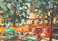 Eighteen Parisian Street Scene Paintings