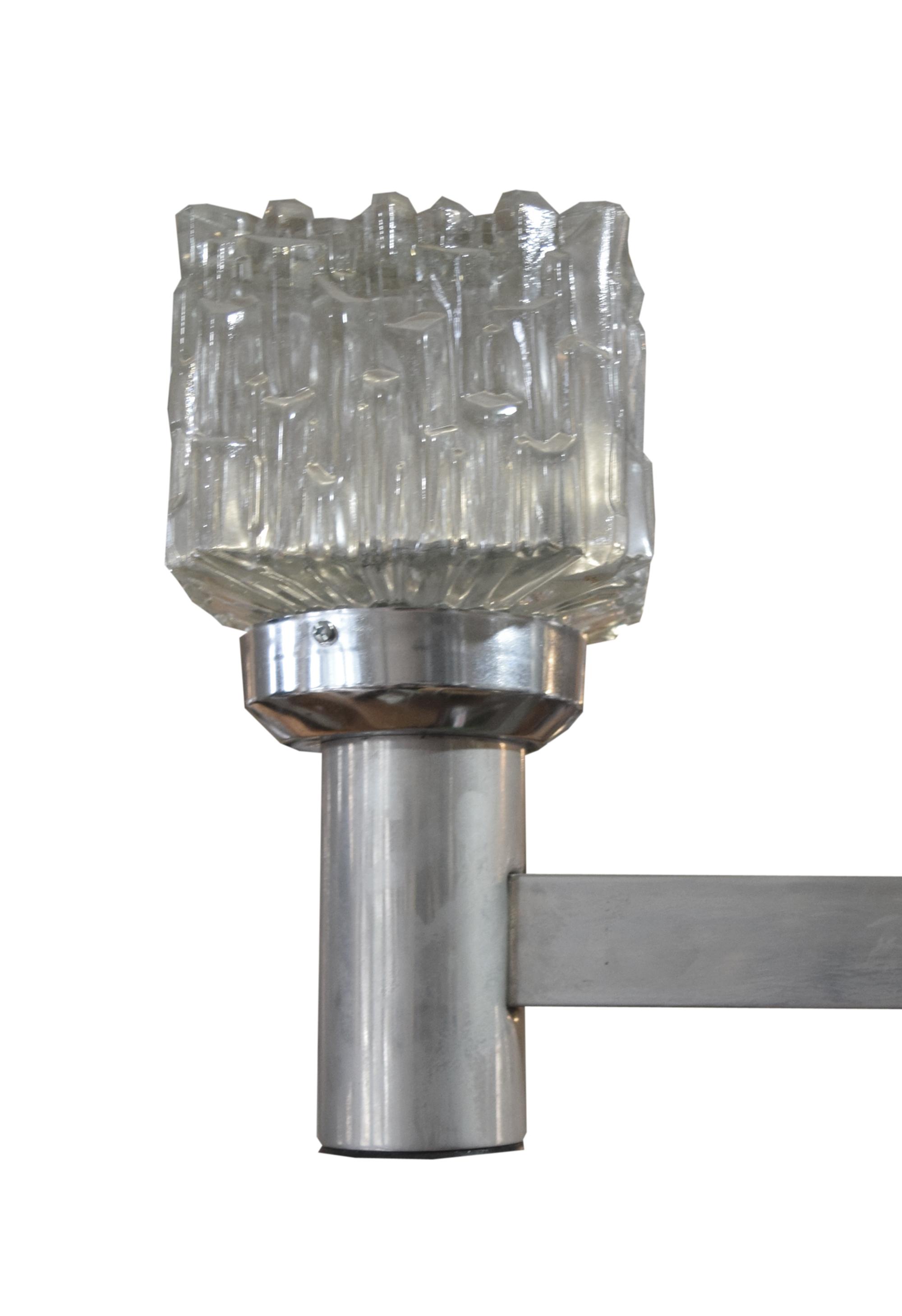 A Sciolari Glass, Chrome and Aluminum Chandelier 20" W x 20" D x 45" H — Italy, Mid-20th Century