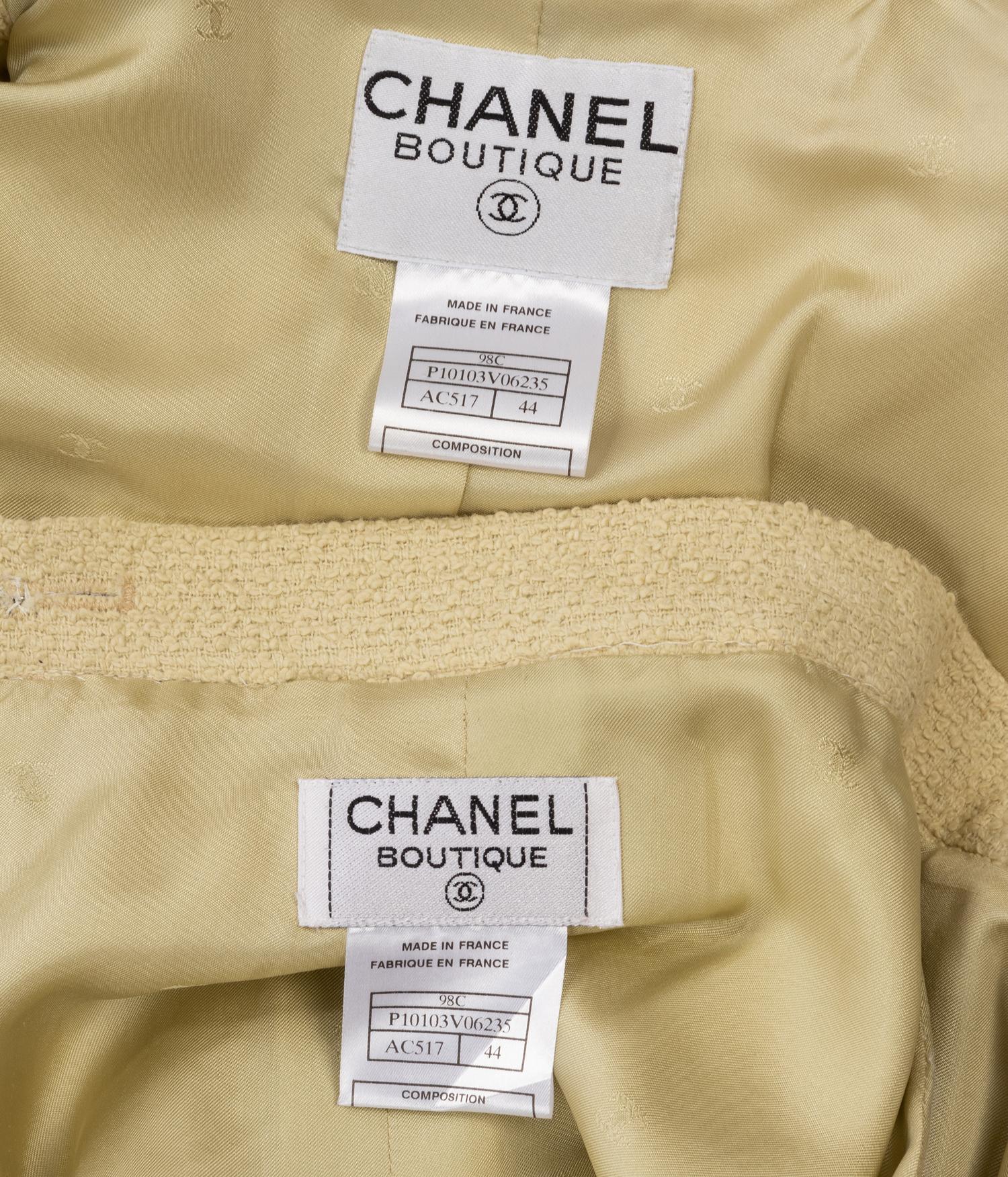 Three Chanel Pieces: One Two-Piece Skirt Suit, One Jacket, 1998