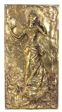 Two Continental Gilt Bronze Relief Panels, Height 27 x width 14 inches.