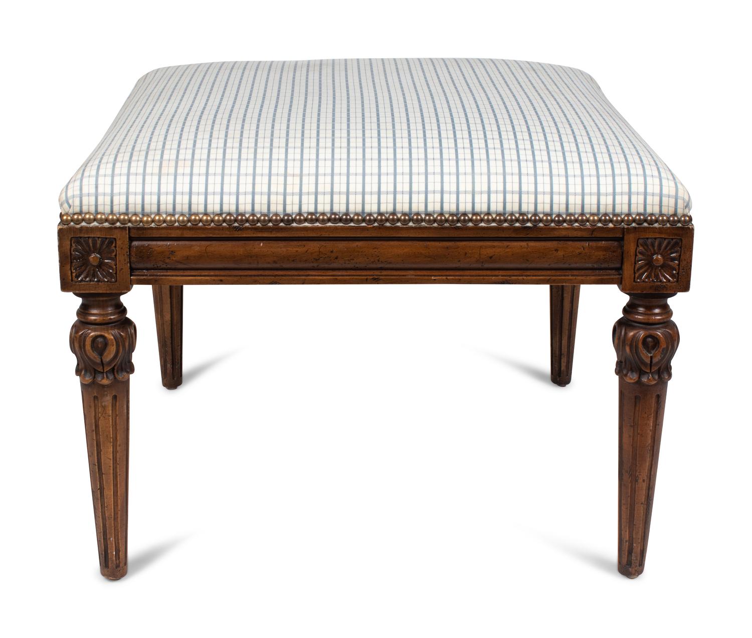 A Pair of Louis XV Style Fauteuils and an Associated Stool