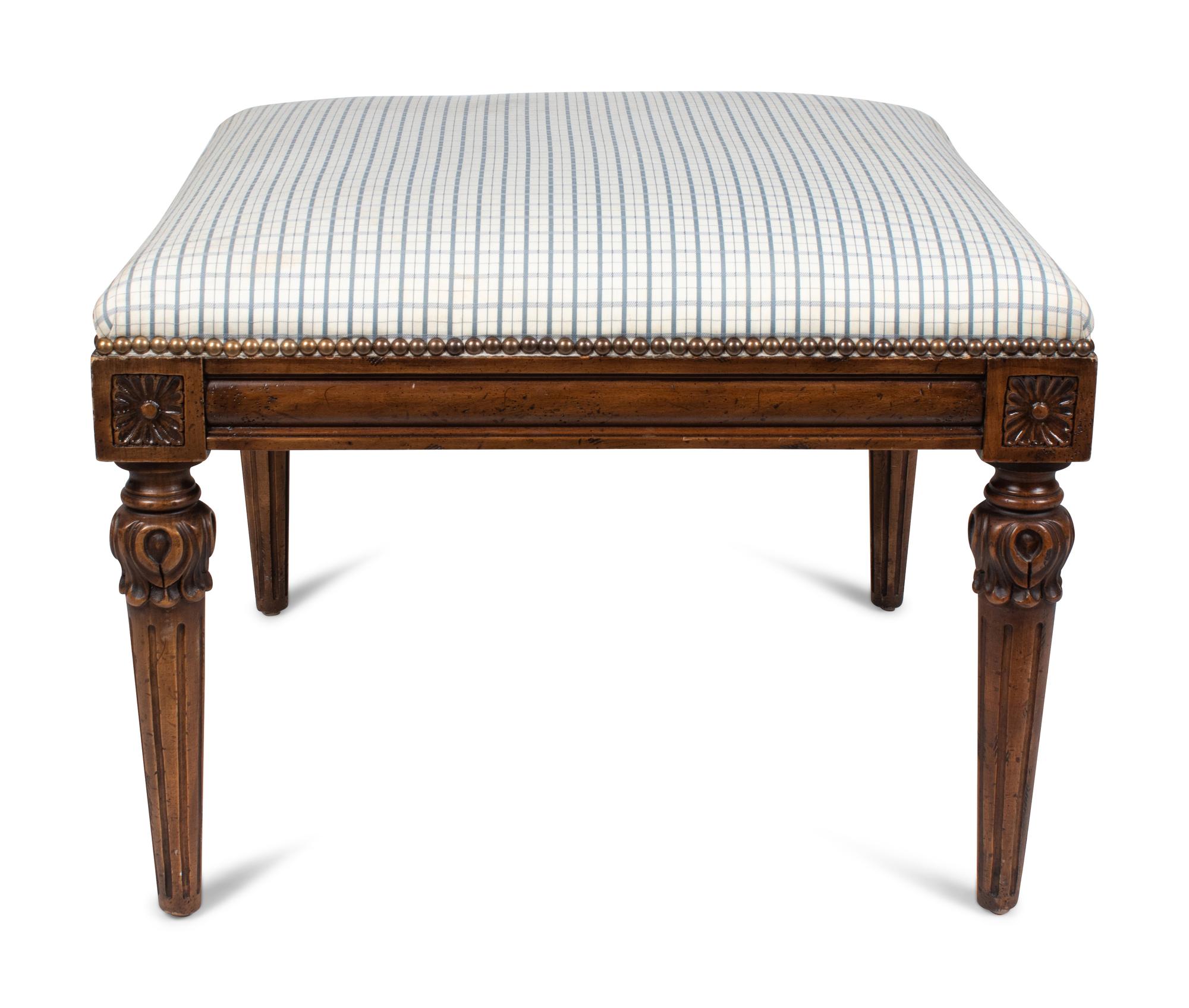 A Pair of Louis XV Style Fauteuils and an Associated Stool