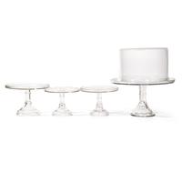 A Group of Six Blown and Cast Glass Cake Stands, Together with a Bowl