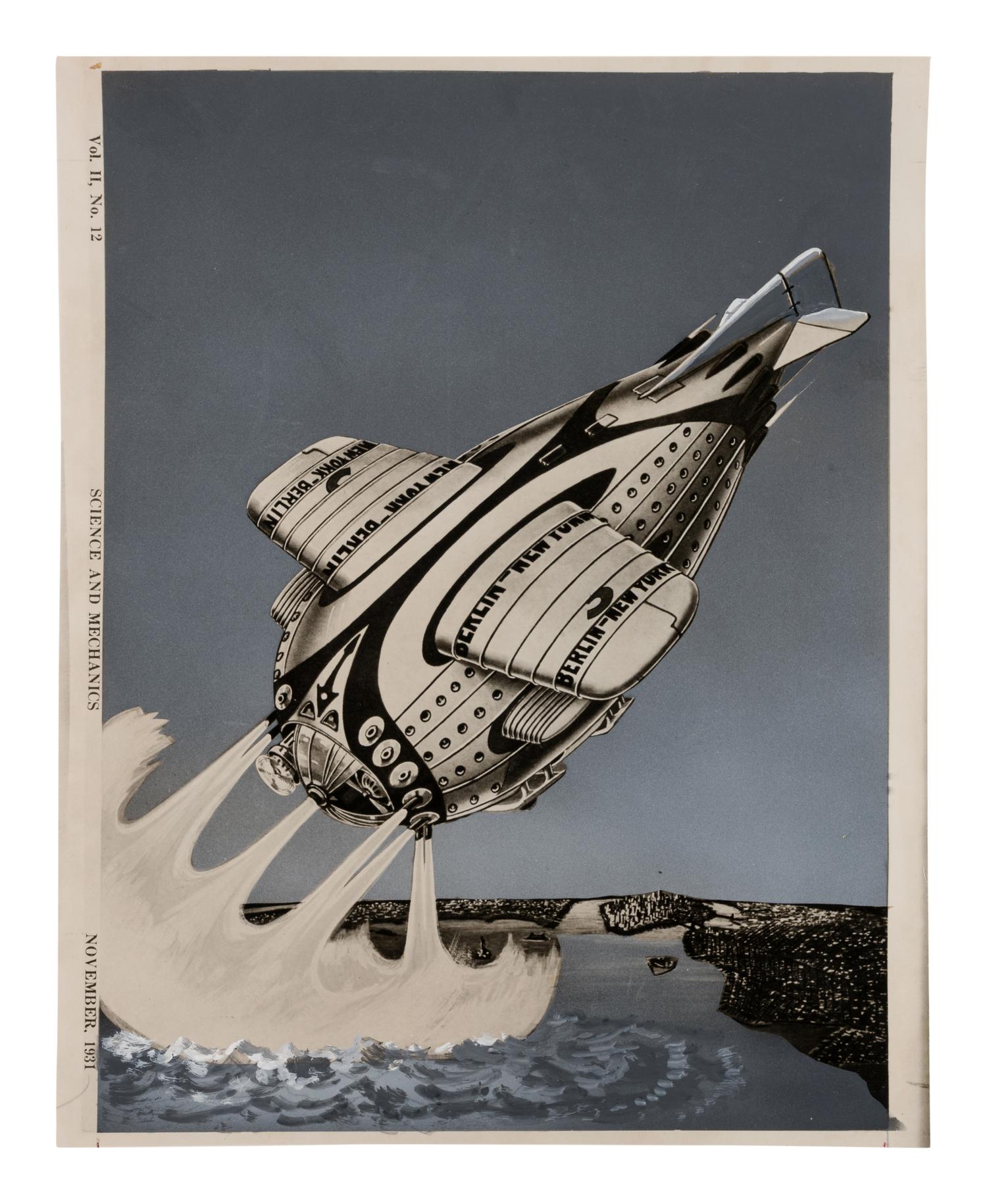 PAUL, Frank R. (1884-1963). Group of 6 painted photographs made for Gernsback's Forecast Magazine. c. 1955-1965.