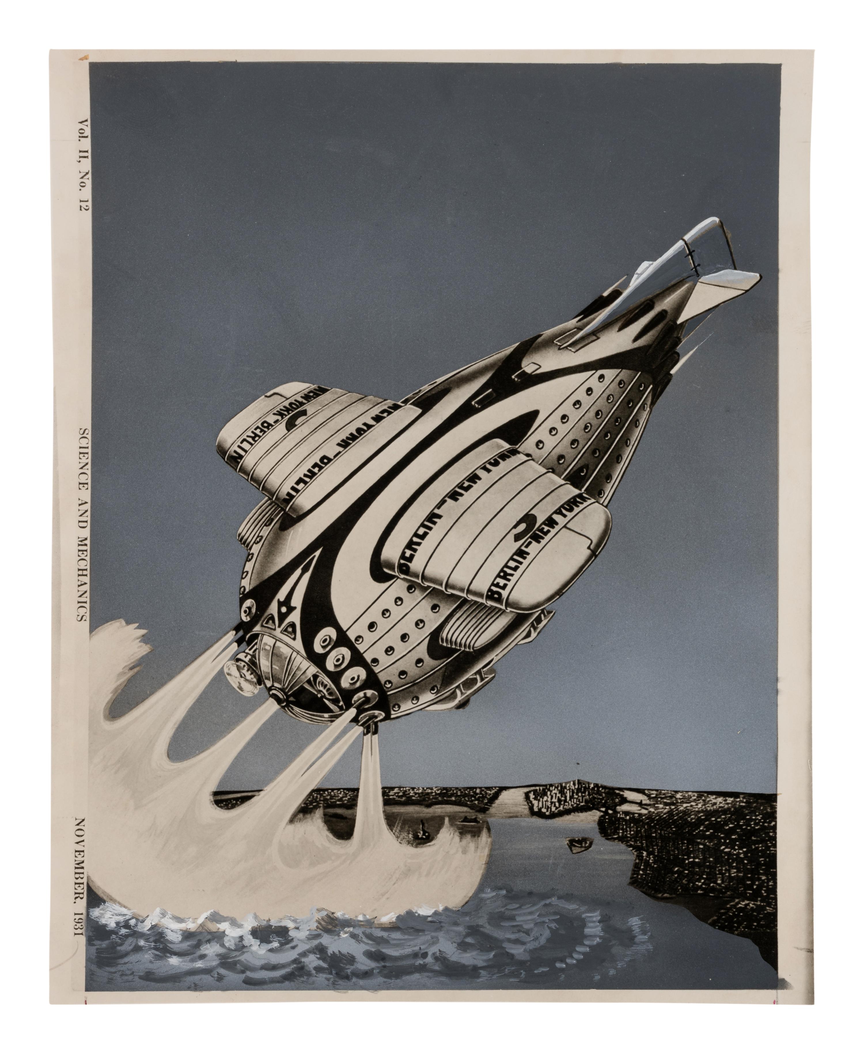 PAUL, Frank R. (1884-1963). Group of 6 painted photographs made for Gernsback's Forecast Magazine. c. 1955-1965.