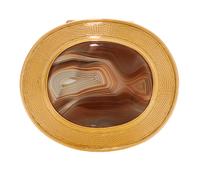 A Hardwood, Silver-Gilt and Agate Inset Snuff Box, 20th Century, of oval form.