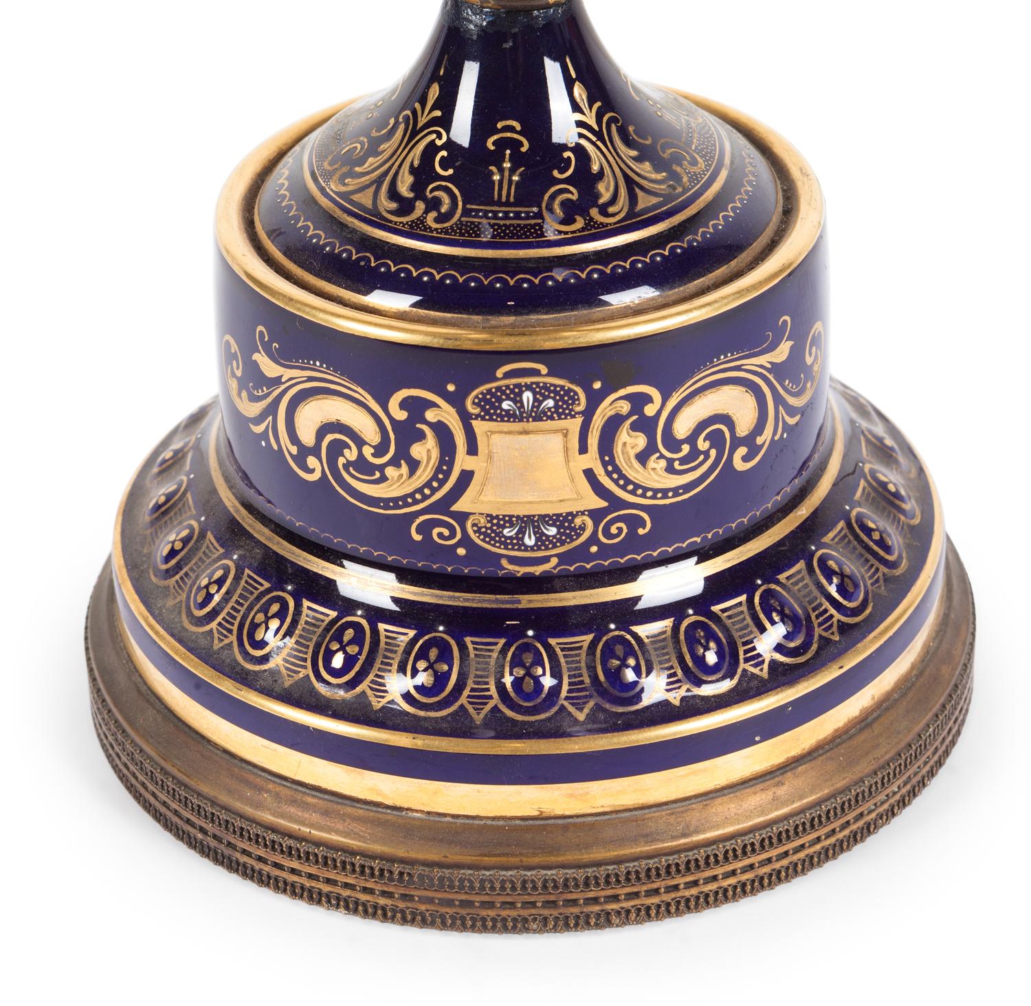 A Vienna Painted and Parcel Gilt Porcelain Vase Mounted as a Lamp