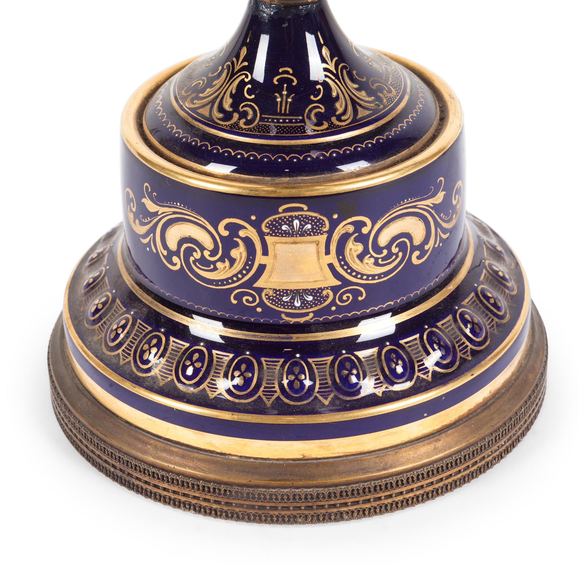 A Vienna Painted and Parcel Gilt Porcelain Vase Mounted as a Lamp