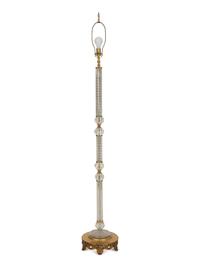 A Cased Cut Glass and Gilt Metal Floor Lamp