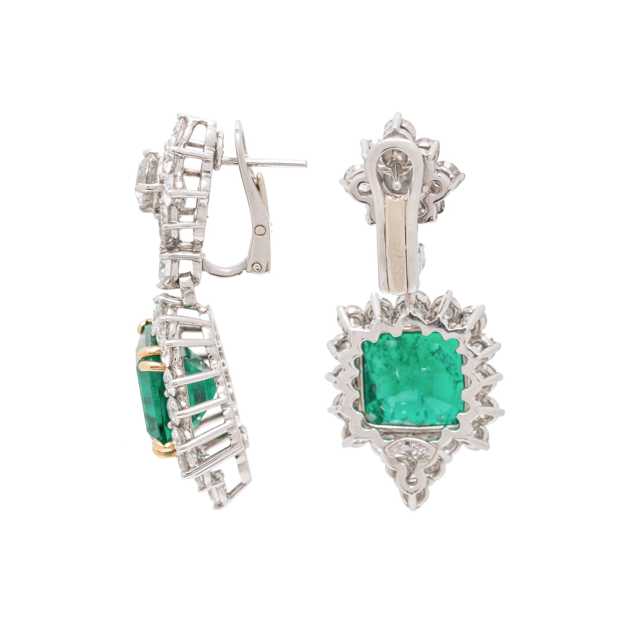 LAZARE KAPLAN, COLOMBIAN EMERALD AND DIAMOND EARRINGS