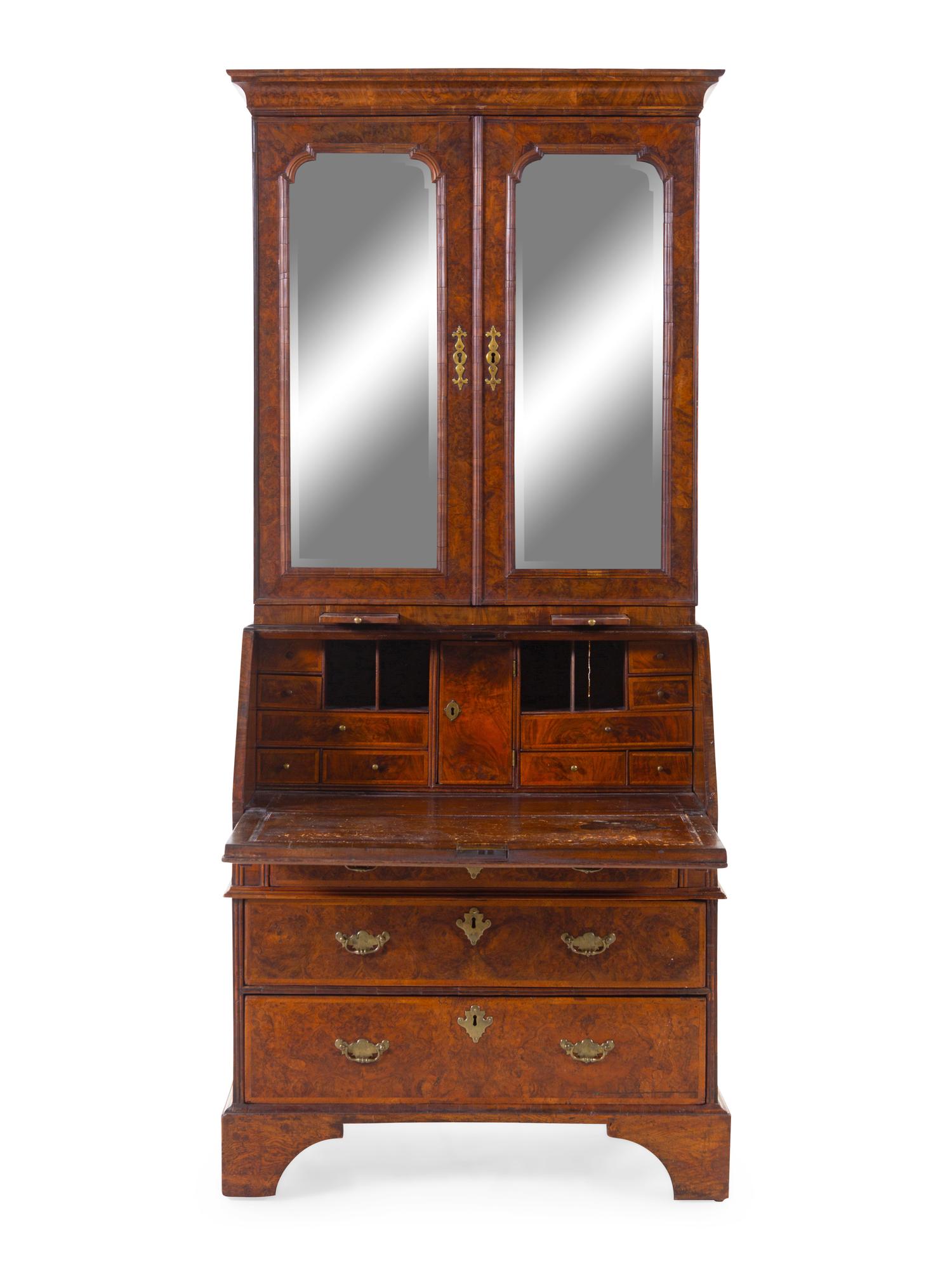 A George II Walnut Secretary Bookcase
