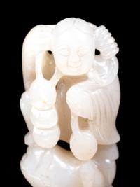 Three Chinese Celadon Jade Carved Figures of Immortals