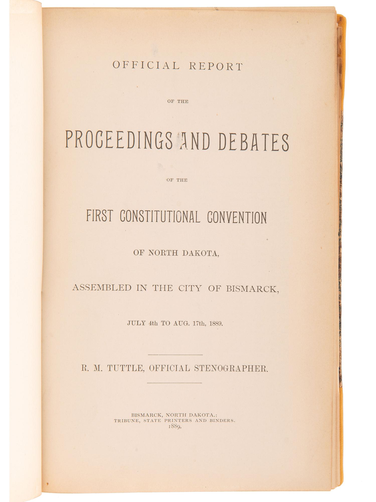 [NORTH DAKOTA]. A collection of early North Dakota legislative publications, comprising:
