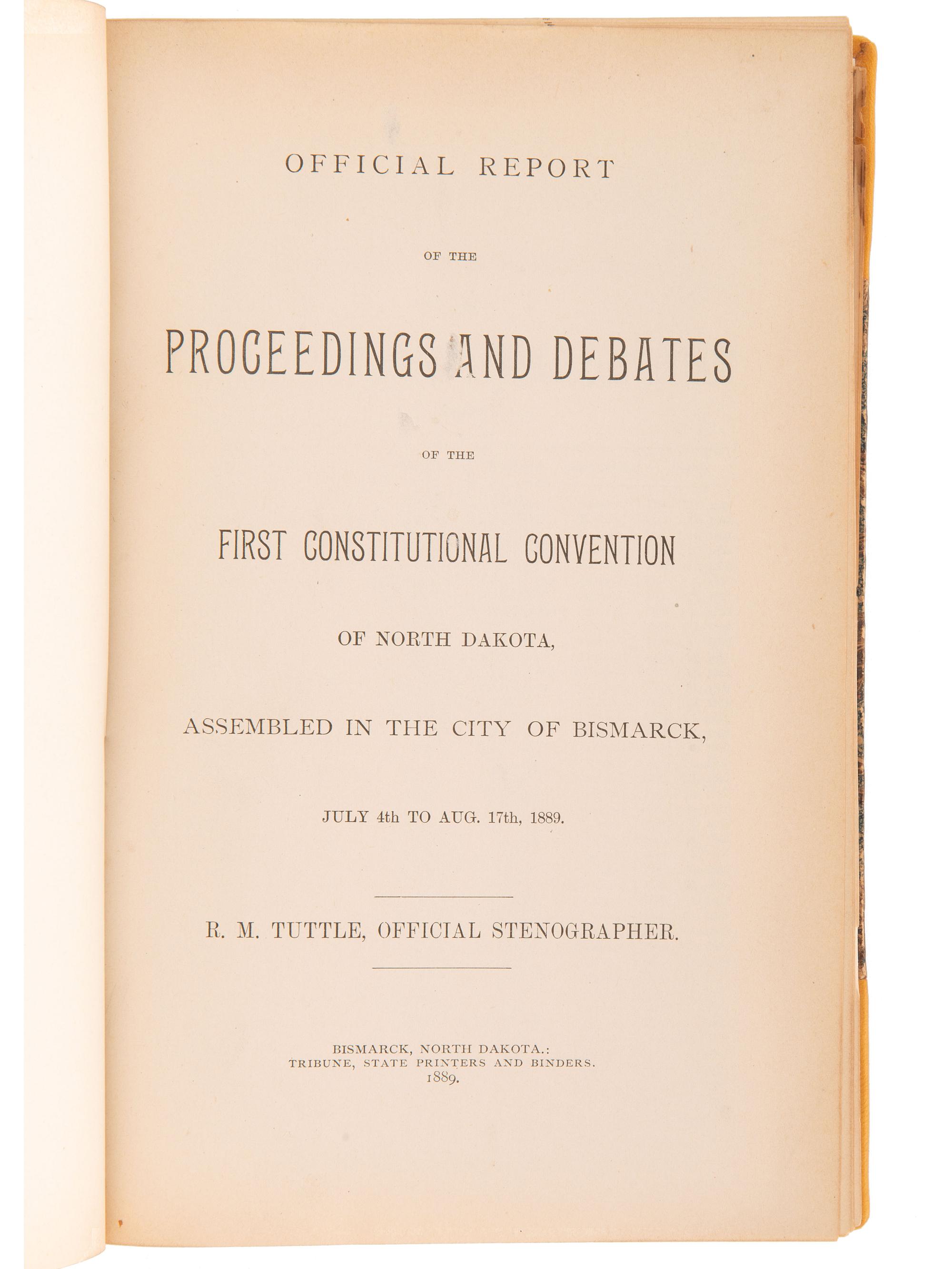 [NORTH DAKOTA]. A collection of early North Dakota legislative publications, comprising: