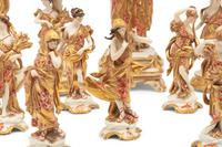 A Capodimonte Porcelain Figural Seventeen-Piece Table Garniture