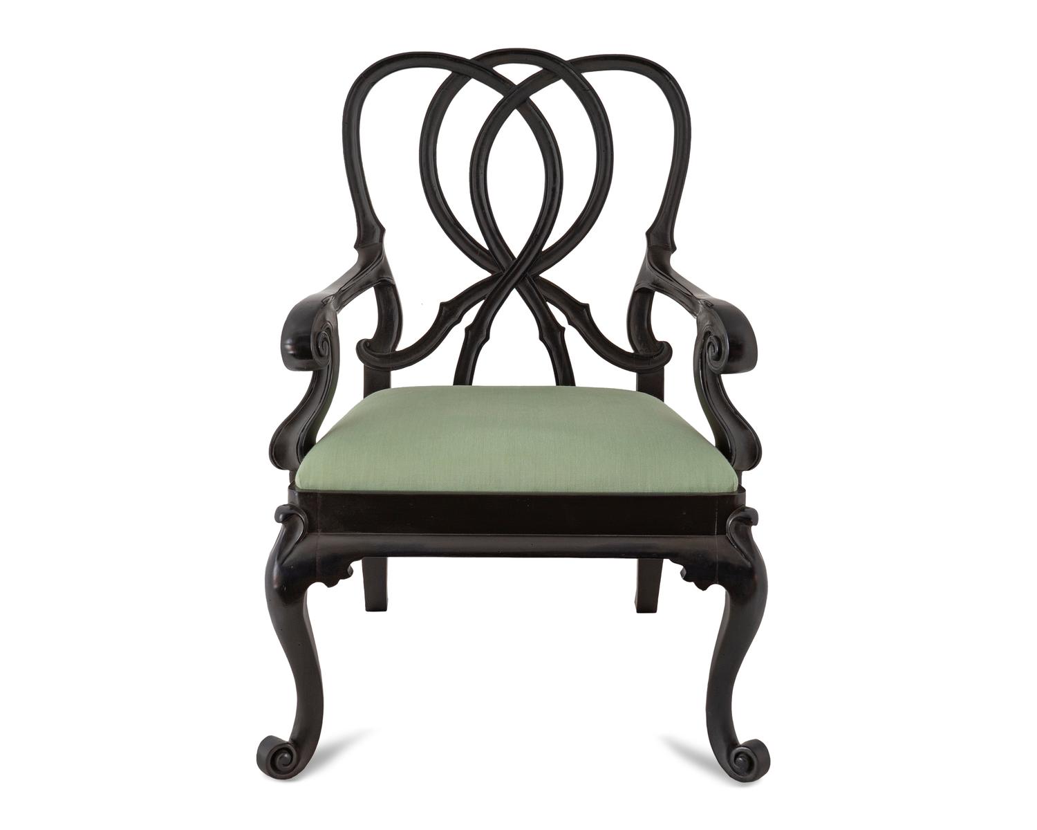 A Dutch Rococo Style Ebonized Armchair — 20TH CENTURY