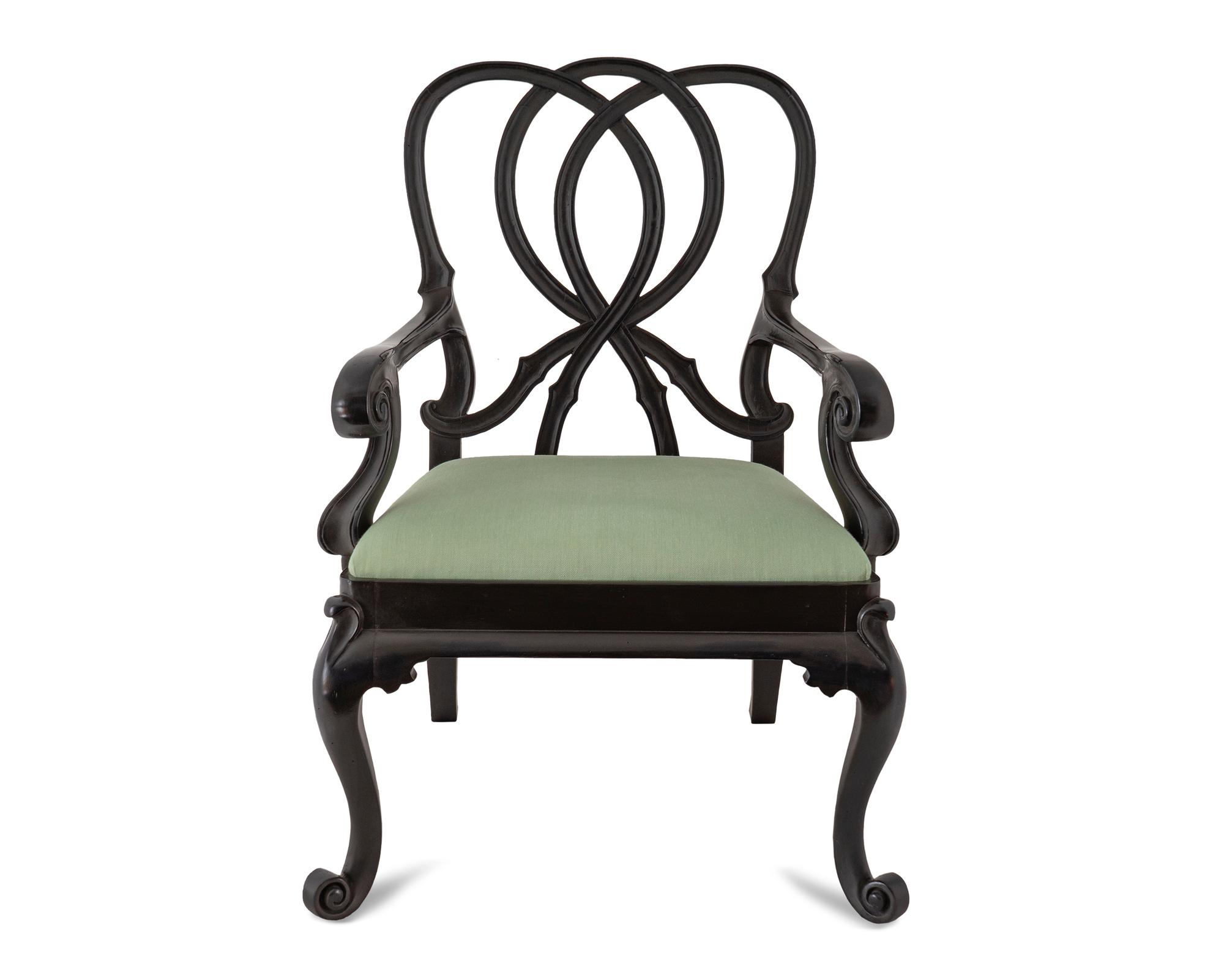 A Dutch Rococo Style Ebonized Armchair — 20TH CENTURY