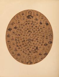 [POLITICS] -- [SLAVERY & ABOLITION]. Composite photograph featuring signers of the 13th Amendment, incl. Abraham Lincoln. [New York]: [Powell & Co.], [1865].