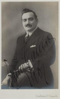 CARUSO, Enrico (1873-1921). Black and white promotional photograph signed ("Enrico Caruso"), 1901.