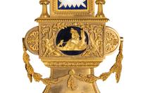 A French Gilt Bronze, Blue Steel, and Enamel Cartel d'Applique and Barometer